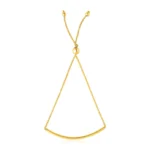 14k Yellow Gold Smooth Curved Bar Lariat Design Bracelet