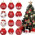 12PCS Christmas Wooden Ornament Hanging Decorations Xmas Ball Gnome Pendant DIY Christmas Tree Craft Home Decor New Year Gifts