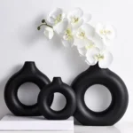 Hot Sale Donut Shape Flower Vase Oval Wedding Decoration Home Living Room 1Pcs Plastic Flower Vase White Flat Minimalist